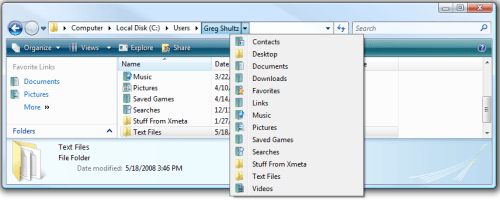 Vista Breadcrumb Navigation