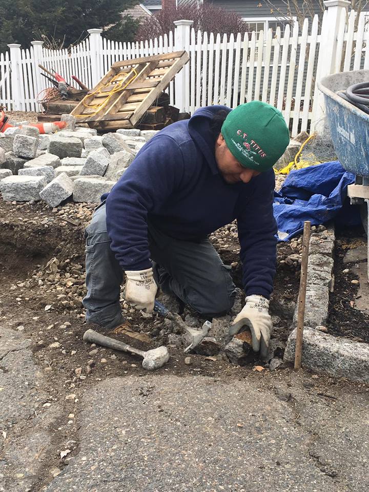 Repainting — Worker Laying Concrete Blocks in Marblehead, MA