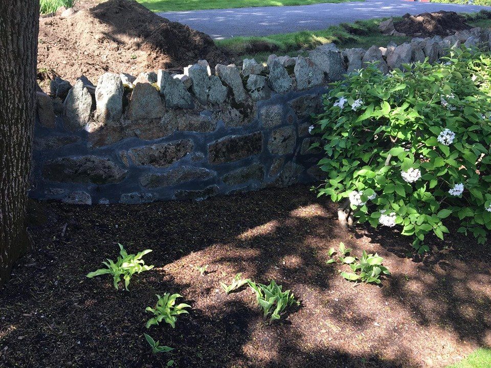 Stucco Work — Stone Wall Used in Landscape in Marblehead, MA