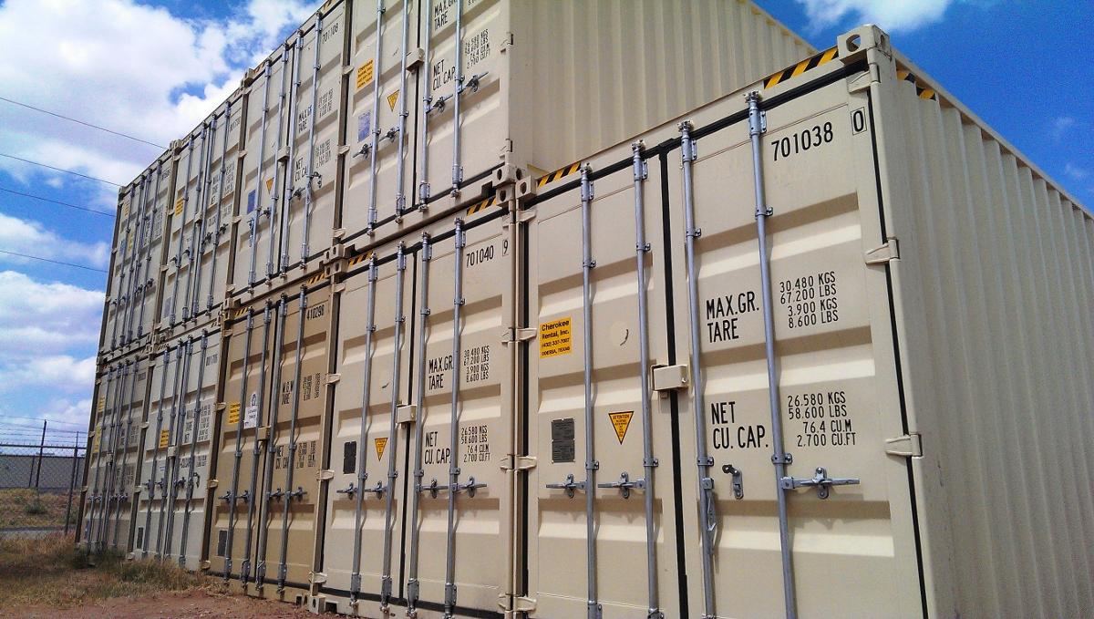 Stacks of Conex Containers for Rent in Big Spring, TX