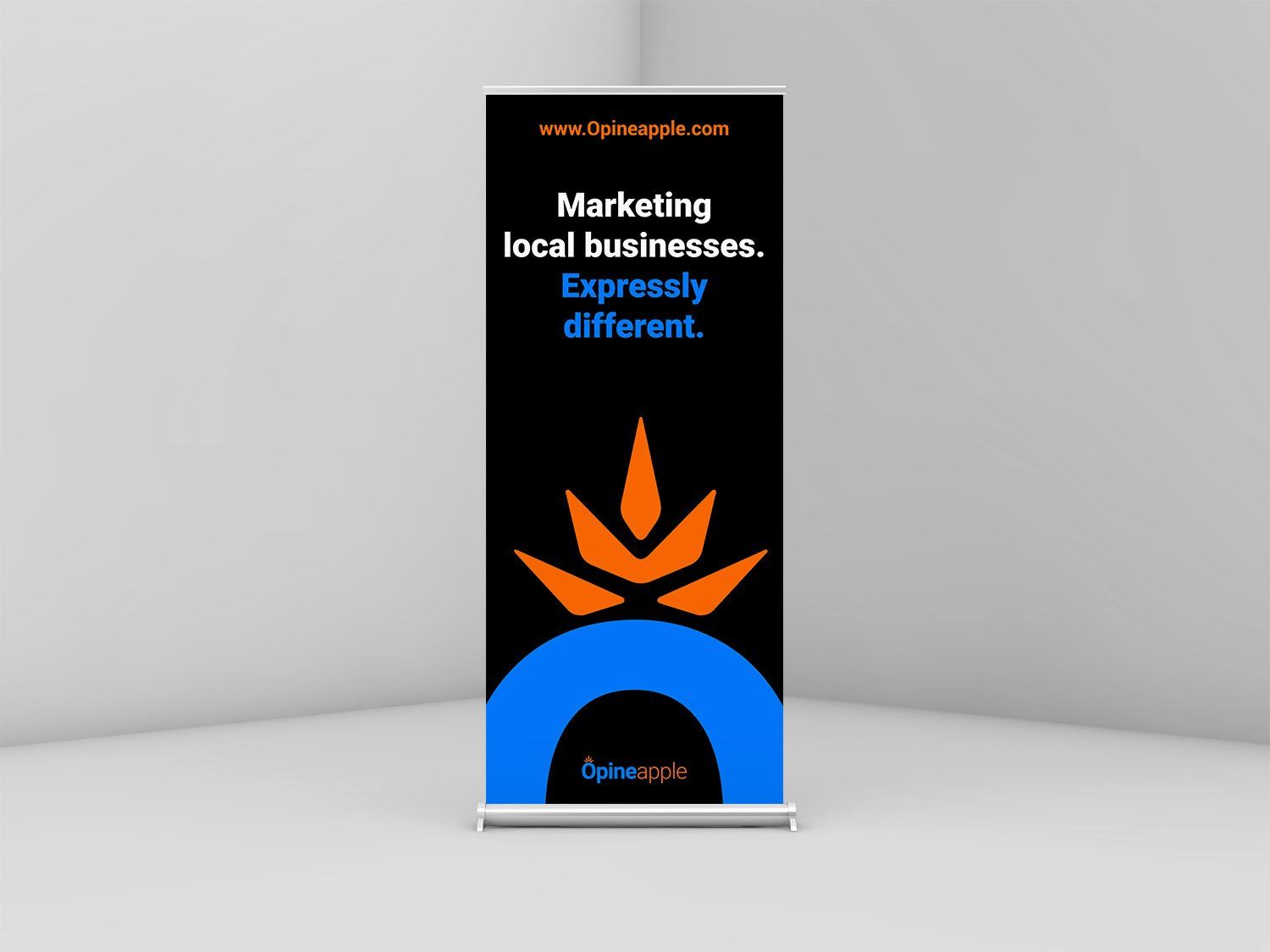 A vertical banner display.