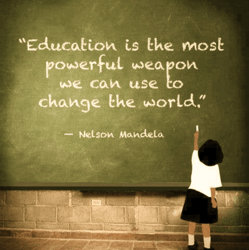 a blackboard with a quote from nelson mandela on it