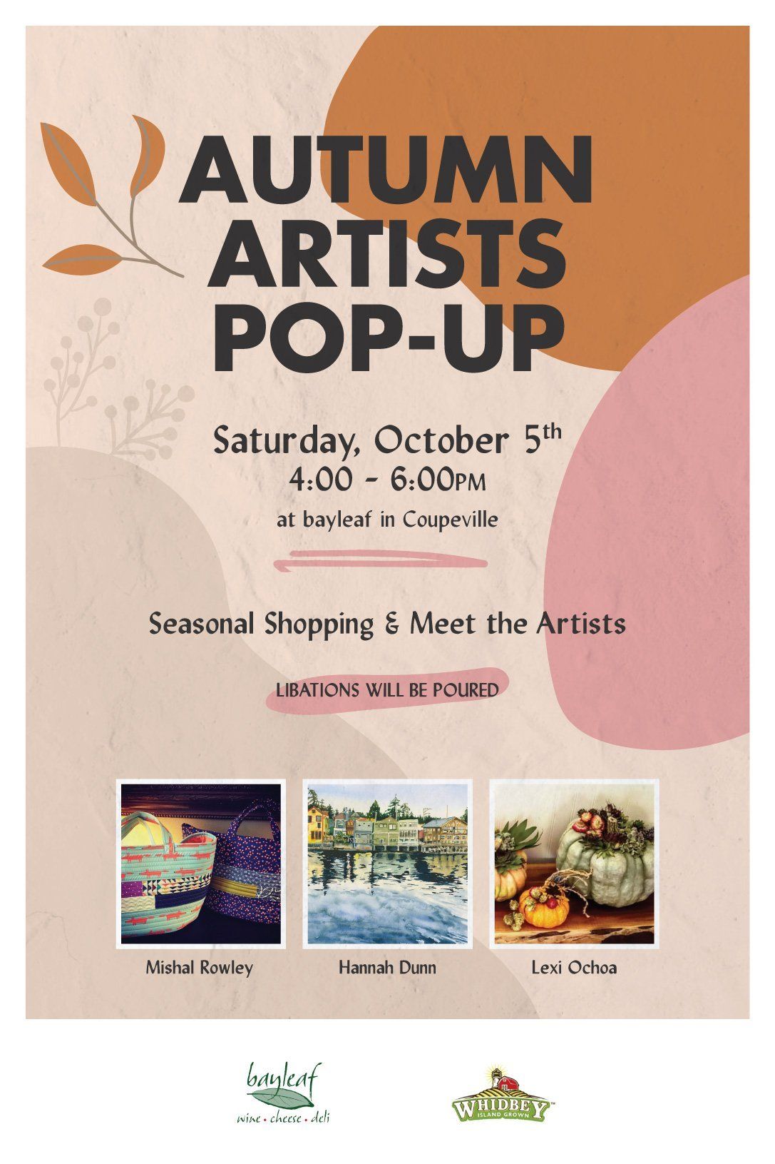 a poster for an autumn artists pop-up on saturday october 5th .