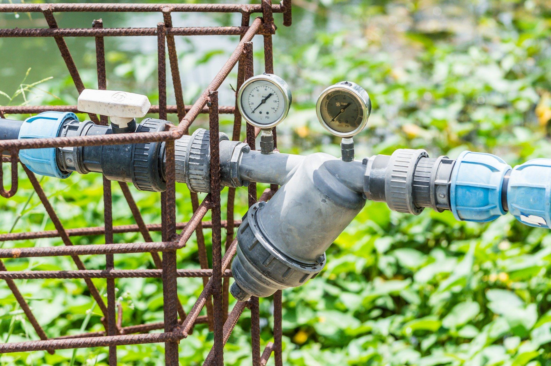 irrigation line running through field