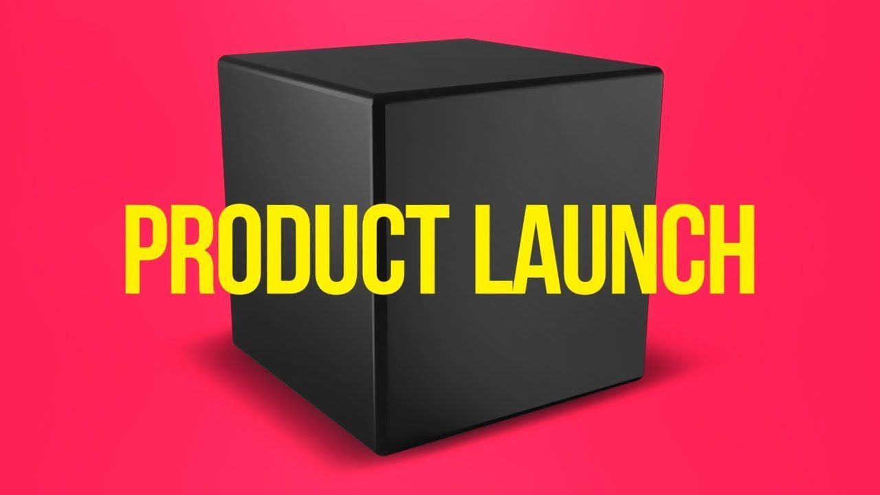 A black cube with the words product launch on it