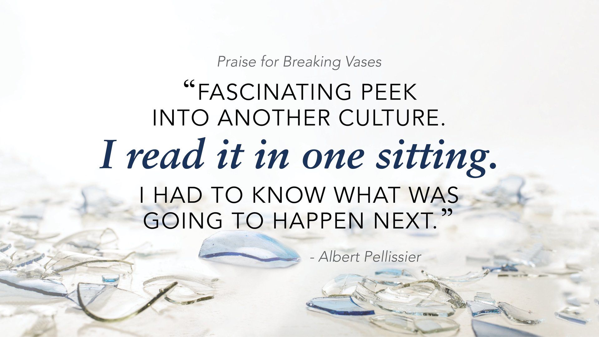 Quote from Albert Pellissier praising Breaking Vases as a fascinating peek into another culture
