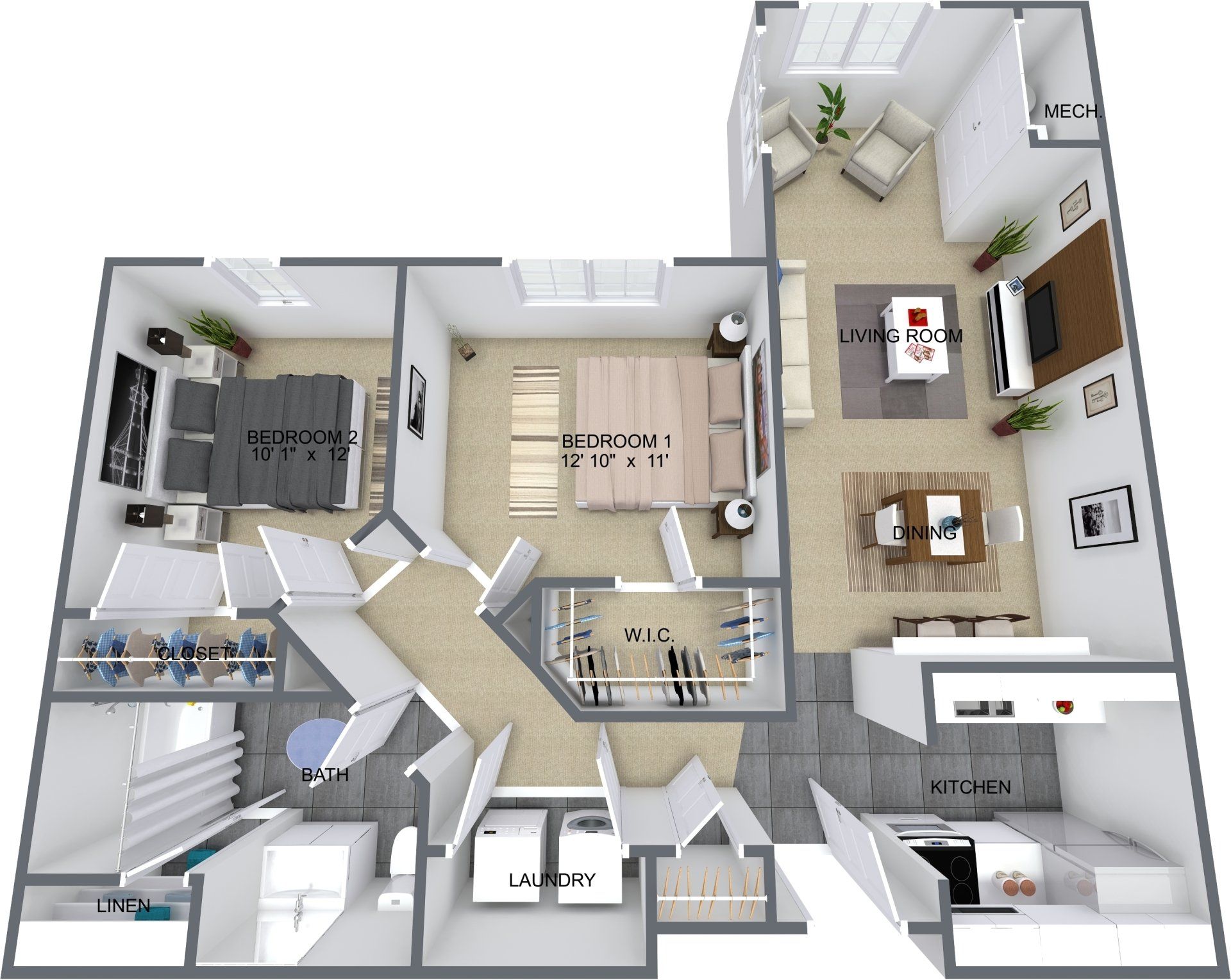 2 Bed, 1 Bath
