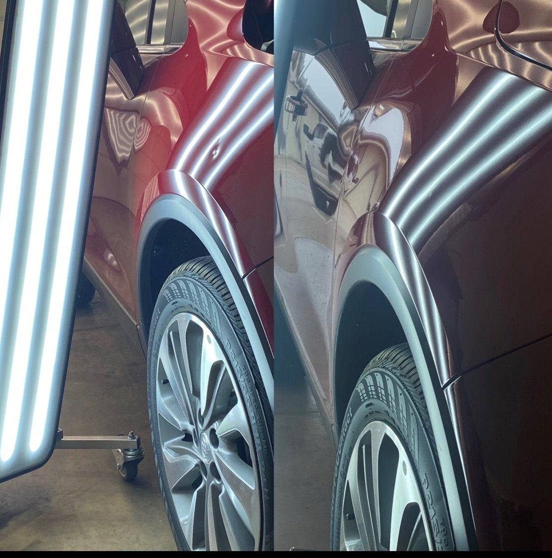 Before and After Repairing Car Dent — Edmond, OK — Auto Hail Logistics