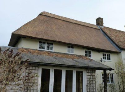 Thatched roof ridge