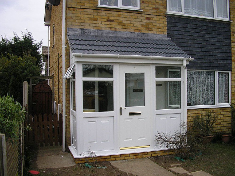 UPVC porch with tiled roof with composite door and UPVC frames – Ipswich, Suffolk