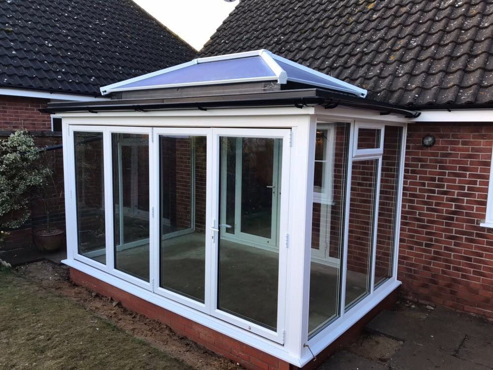 UPVC conservatory, fully glazed with lantern roof and bi-fold door – Holton, Halesworth