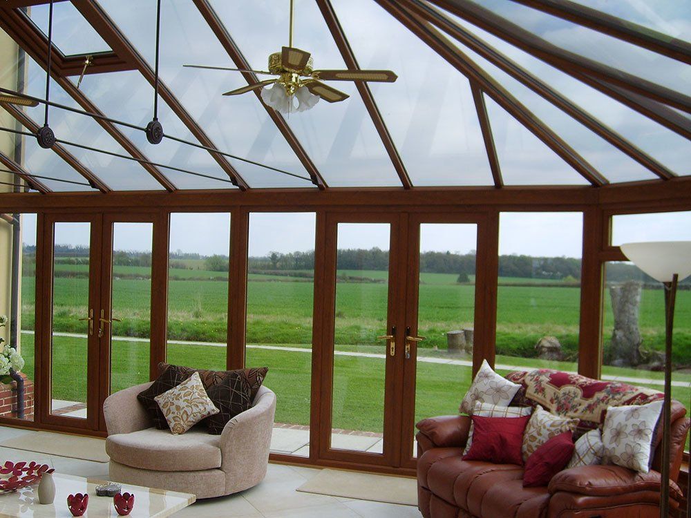 Internal view of UPVC grain effect conservatory – Wattisham, Ipswich, Suffolk