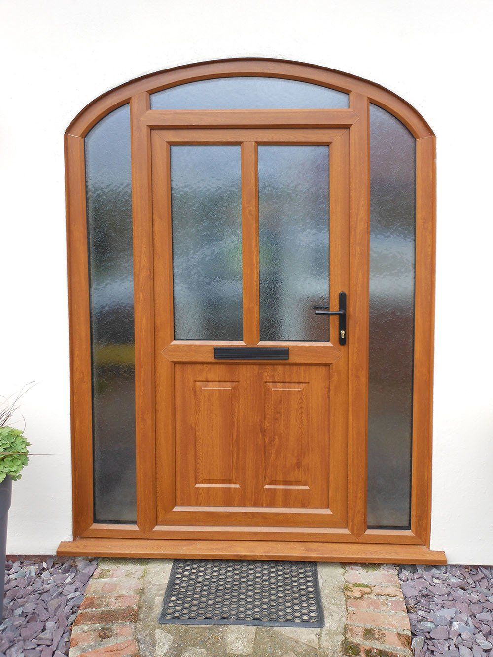 UPVC grained effect door, shaped side screens and top light – Rumburgh, Halesworth