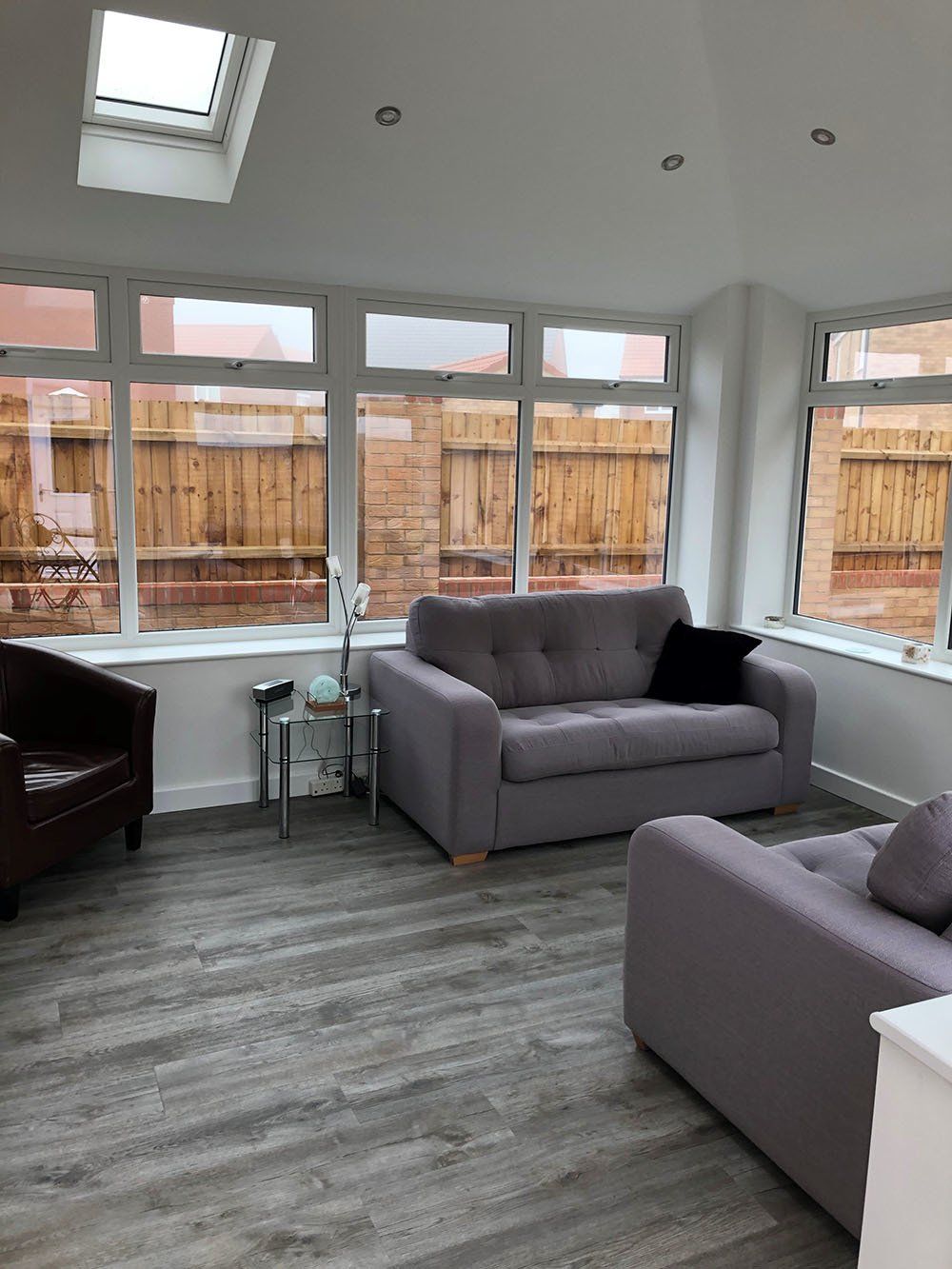 Internal view of Edwardian Conservatory with Guardian Warm Roof, UPVC windows including Velux, added to a new build – Martham, Great Yarmouth, Norfolk