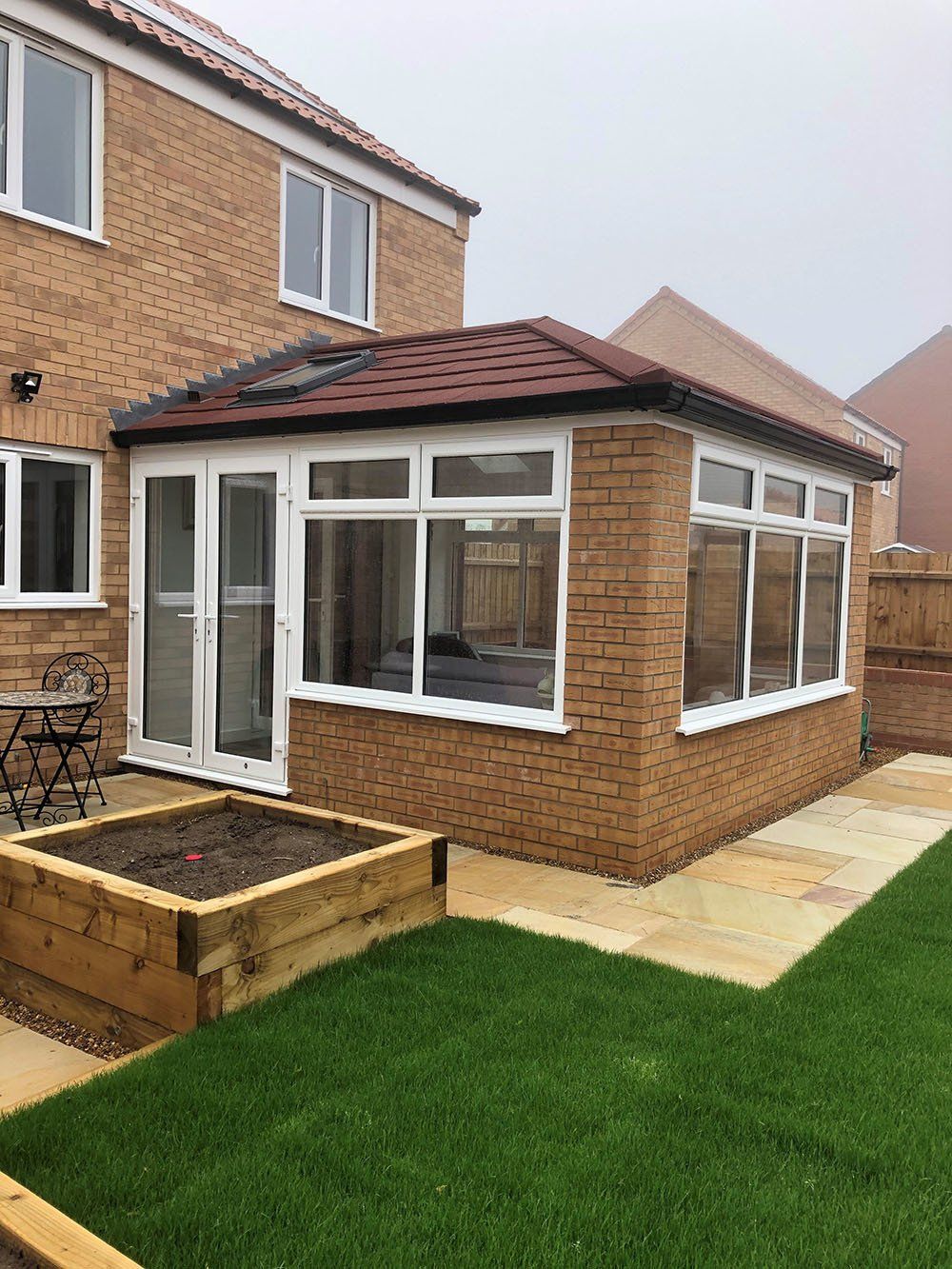 Edwardian Conservatory with Guardian Warm Roof, UPVC windows including Velux, added to a new build – Martham, Great Yarmouth, Norfolk