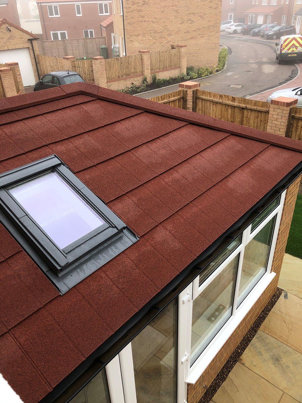 Guardian Warm Roof clearly shown here on Edwardian Conservatory with UPVC windows including Velux, added to a new build – Martham, Great Yarmouth, Norfolk