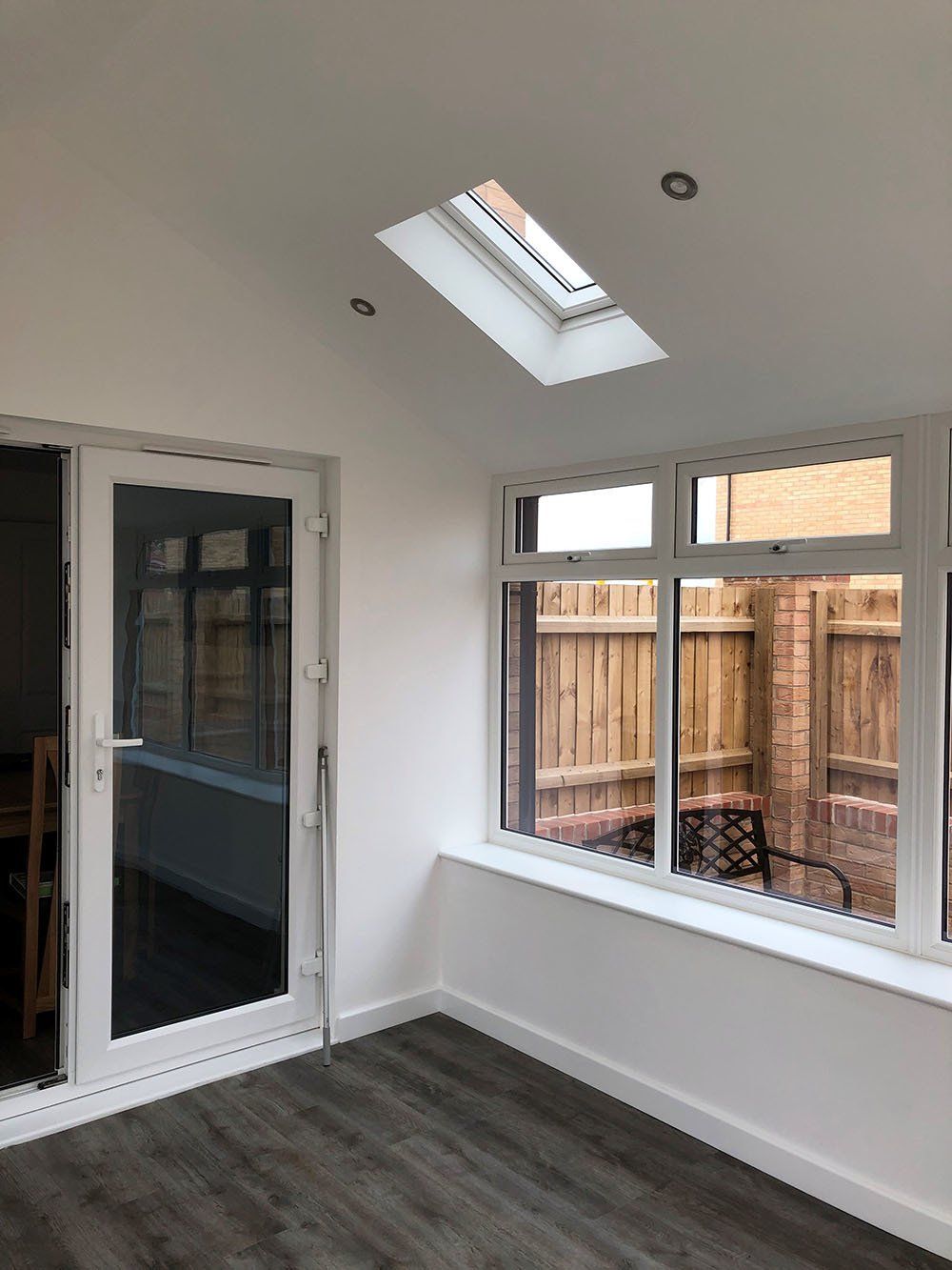 . Internal view of Edwardian Conservatory with Guardian Warm Roof, UPVC windows including Velux, added to a new build – Martham, Great Yarmouth, Norfolk