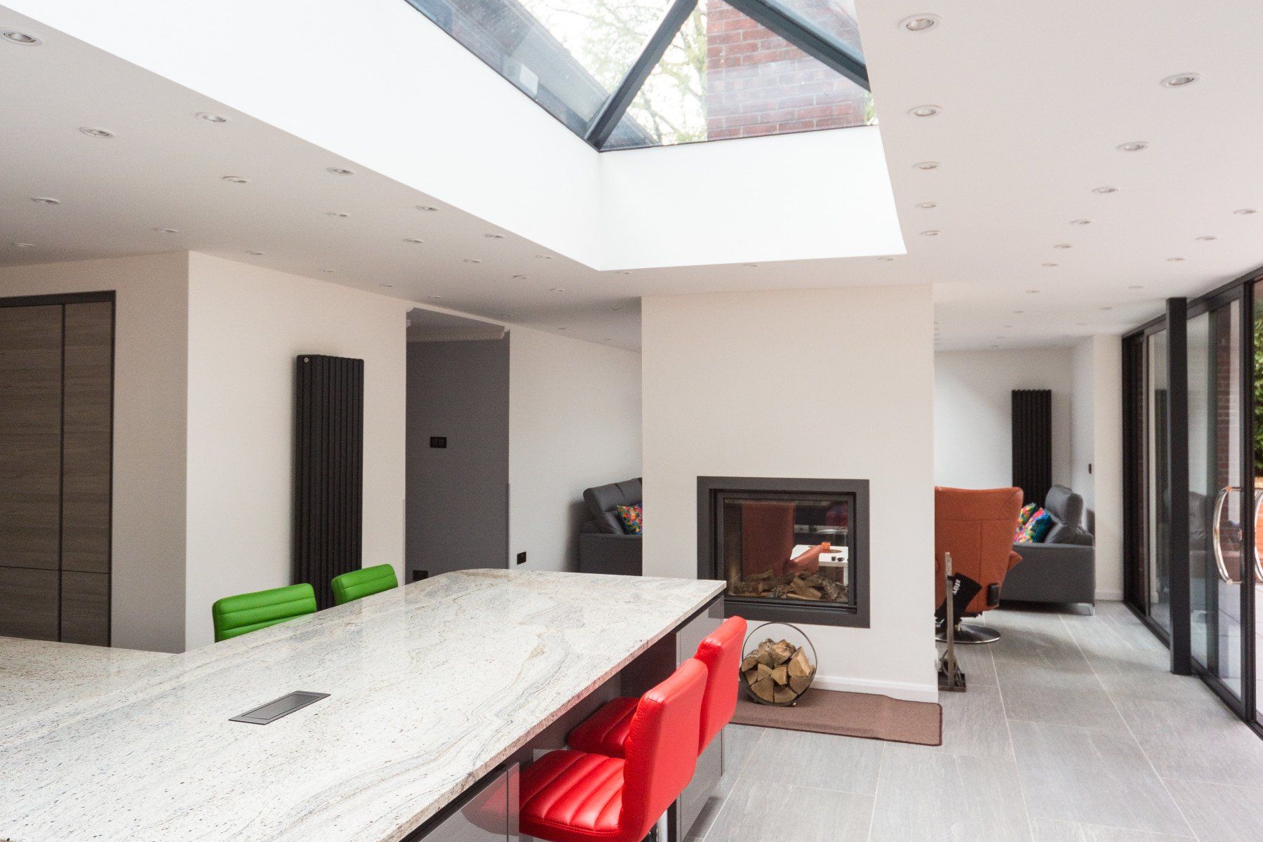 Lantern skylight in kitchen.