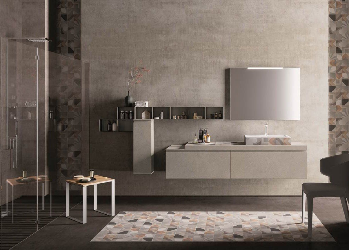 Lavandino e mensole bagno sospese