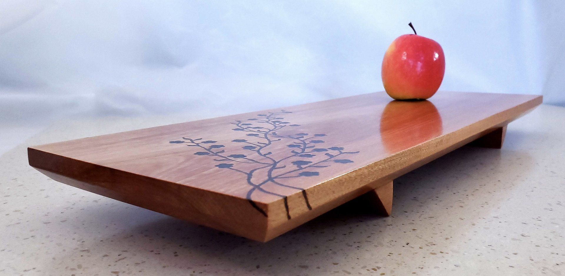Custom designed hand wood burned cherry hardwood charcuterie board made in VT