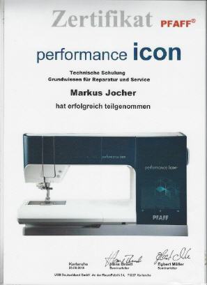 Zertifikat Jocher Nähmaschinen