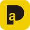Una letra negra a está sobre un fondo amarillo.