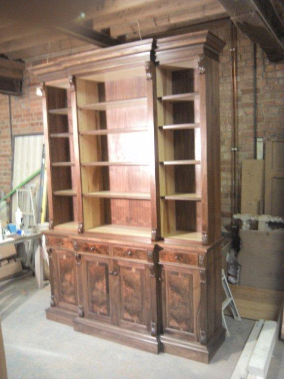 a handmade wooden bookcase