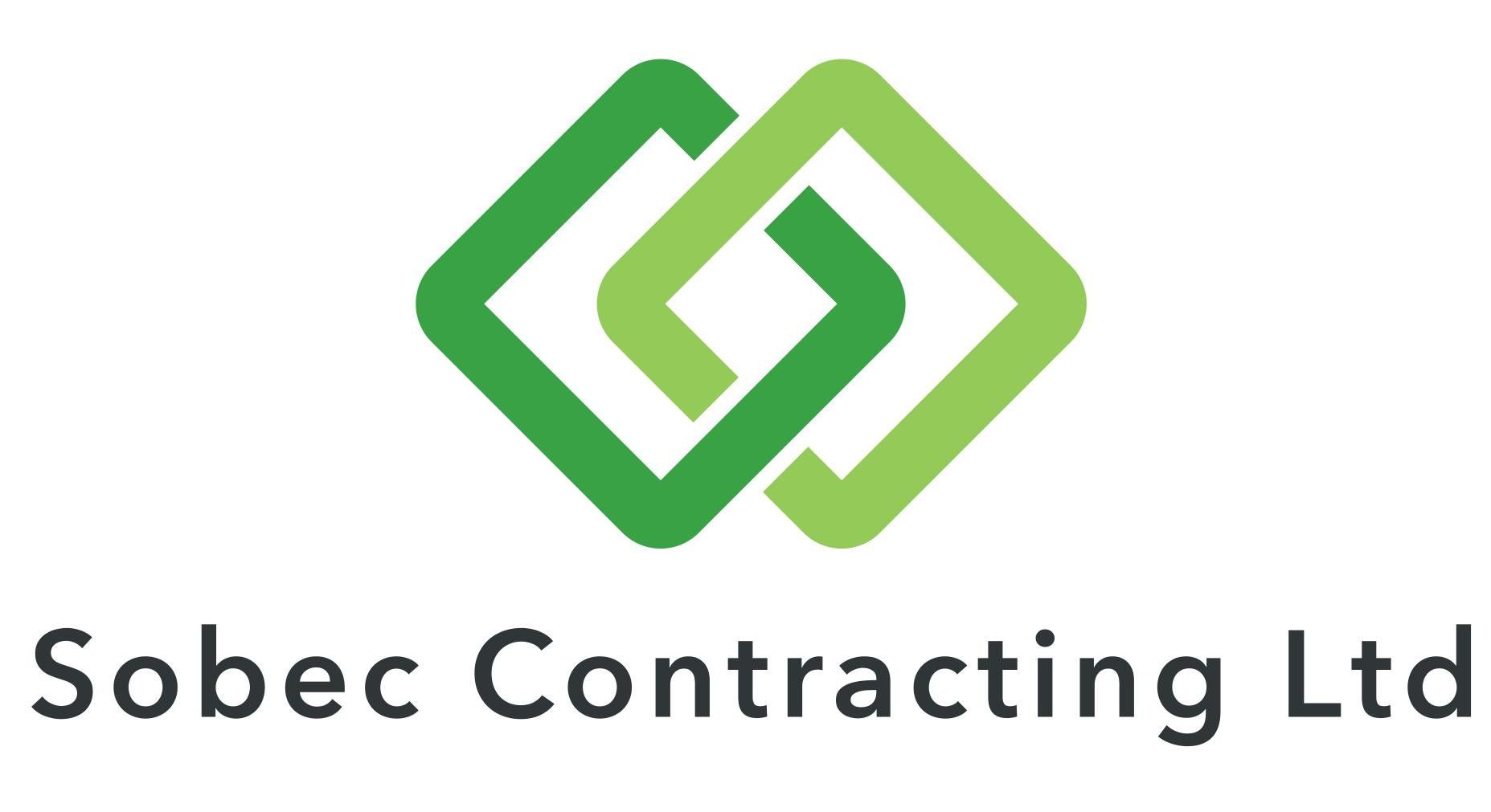 The logo for sobec contracting ltd shows two green squares connected to each other.