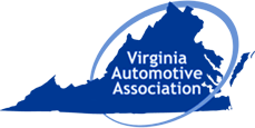 The logo for the Virginia Automotive Association features the blue outline of Virginia state with white text overlay.