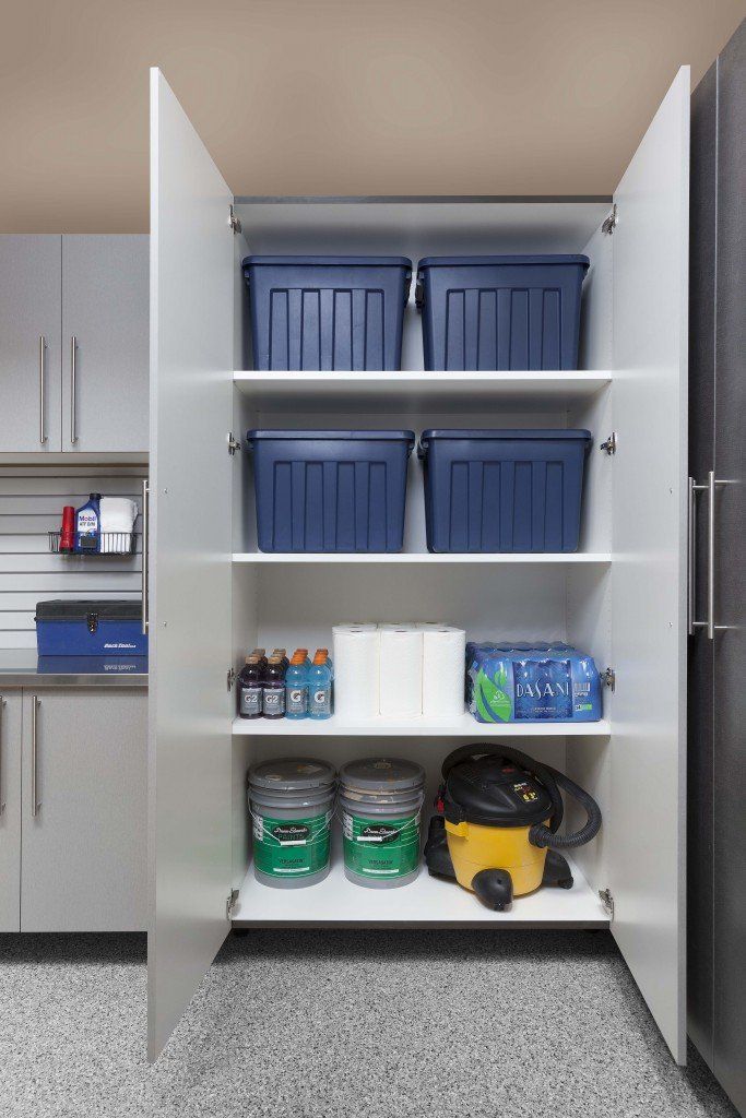 Custom garage storage system shelving
