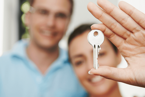 A couple with a key
