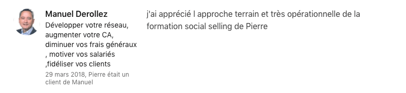 Témoignage Linkedin sur Pierre Bon