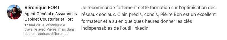 Témoignage Linkedin sur Pierre Bon