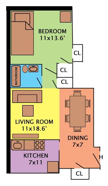 Floor Plan for an Apartment for Rent in the Fairfield, Bridgeport, and Stratford, CT Area