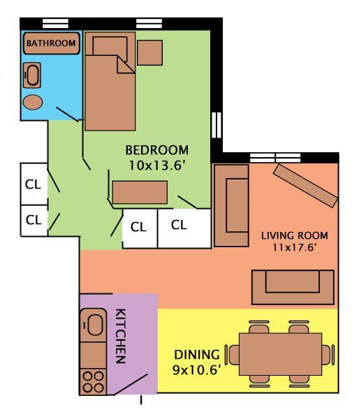 A Floor Plan for an Apartment for Rent in the Fairfield, Bridgeport, and Stratford, CT Region
