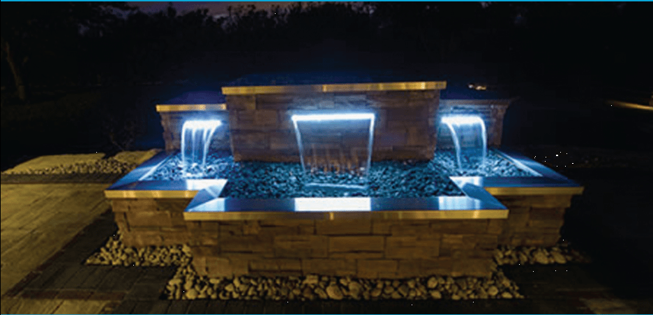 Three Brick Water falls lit up Eco-Systems Redding, CT Three Brick Water falls lit up Eco-Systems Redding, CT