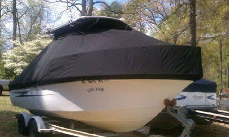 Marine Vinyls — Boat Display with Black Canvas Cover in Cornelius, NC