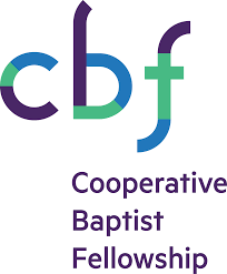 Cooperative Baptist Fellowship logo with purple, blue, and green letters and text underneath