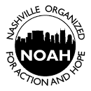 Nashville Organized for Action and Hope (NOAH) logo with city skyline in black and white