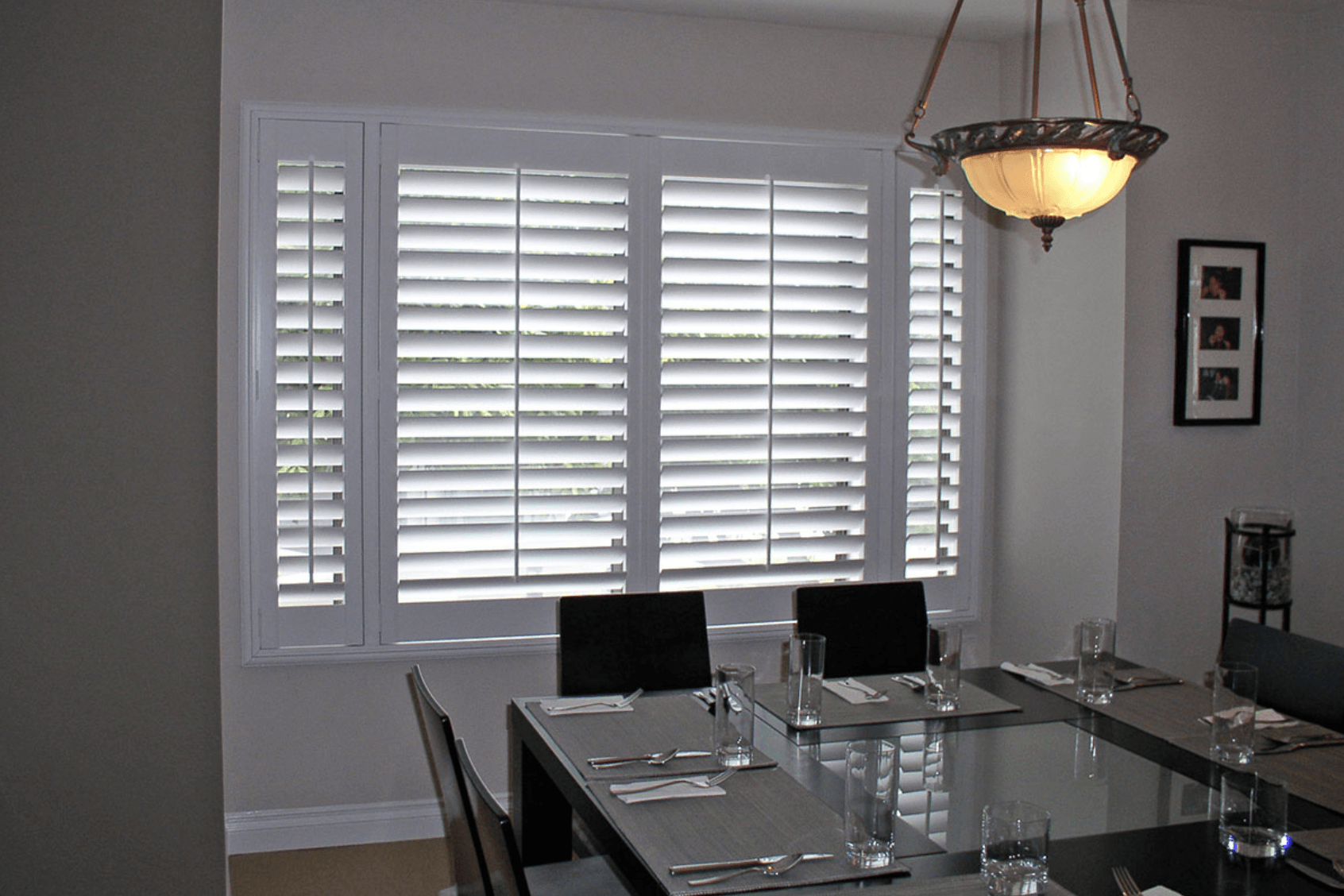 After Custom Plantation Wood Shutters for Dining Rooms Near San Diego & La Jolla, California (CA)