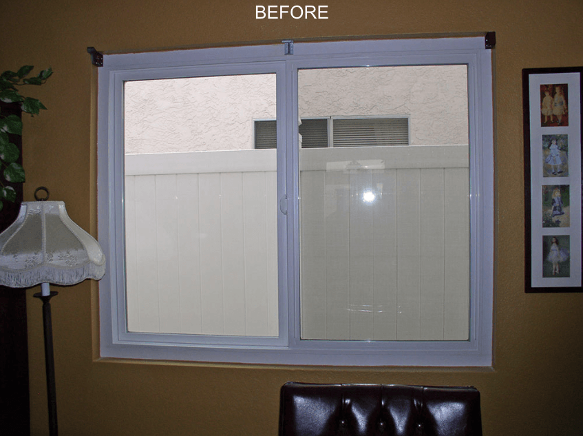 Before Horizontal Stained Wood Blinds for Home Offices Near San Diego & La Jolla, California (CA)