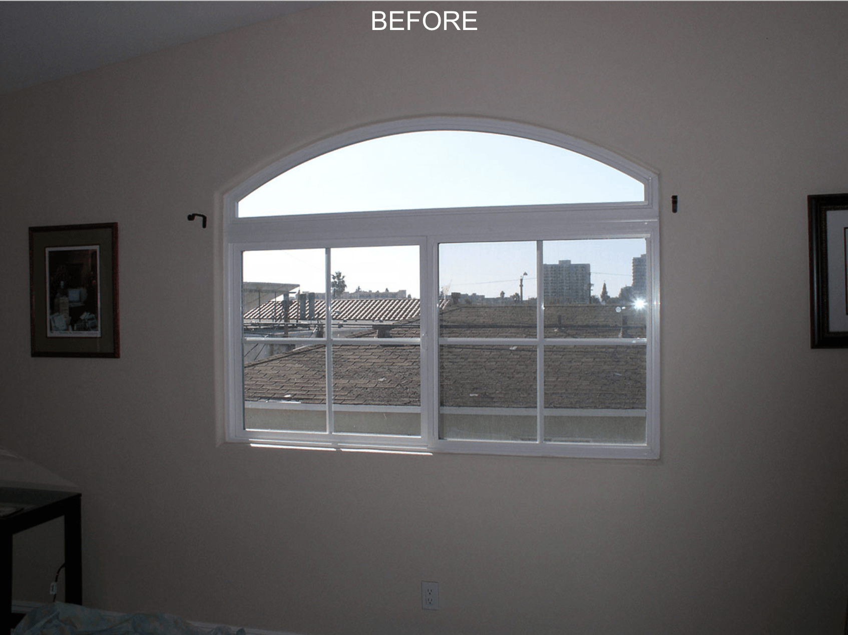 Before Wood Plantation Shutters for Arched Windows Near San Diego & La Jolla, California (CA)