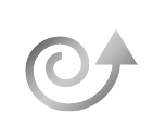 A swirl with an arrow pointing upwards on a white background.