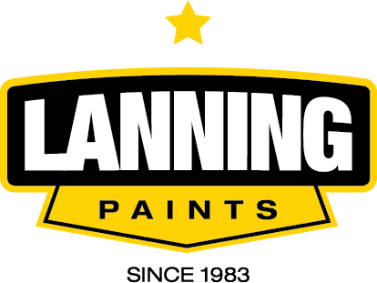 Lanning Paints logo in black, white, and yellow with a star and “Since 1983” text