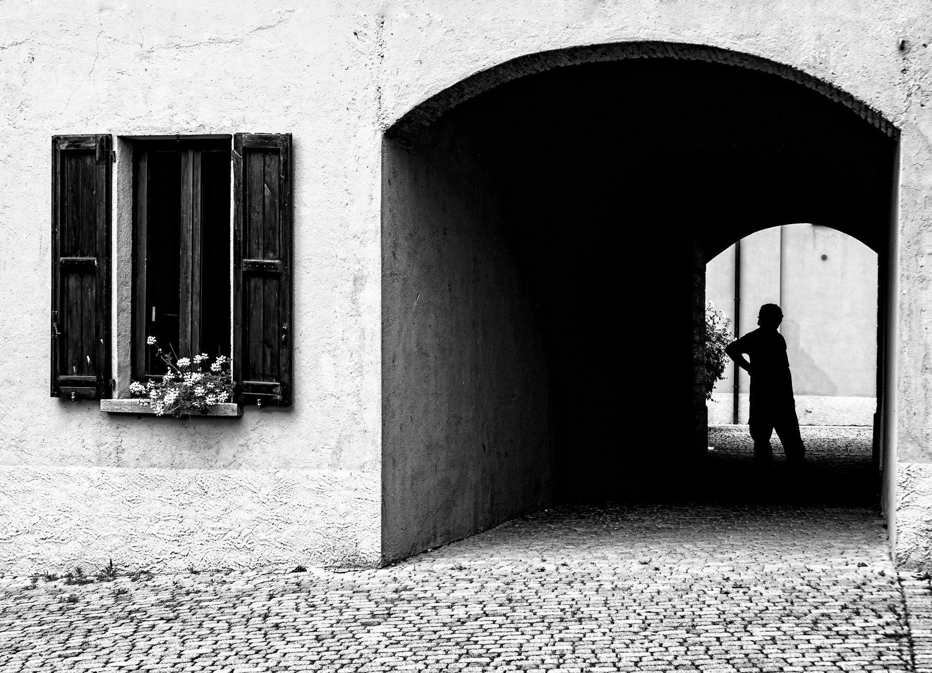 a man under an arch