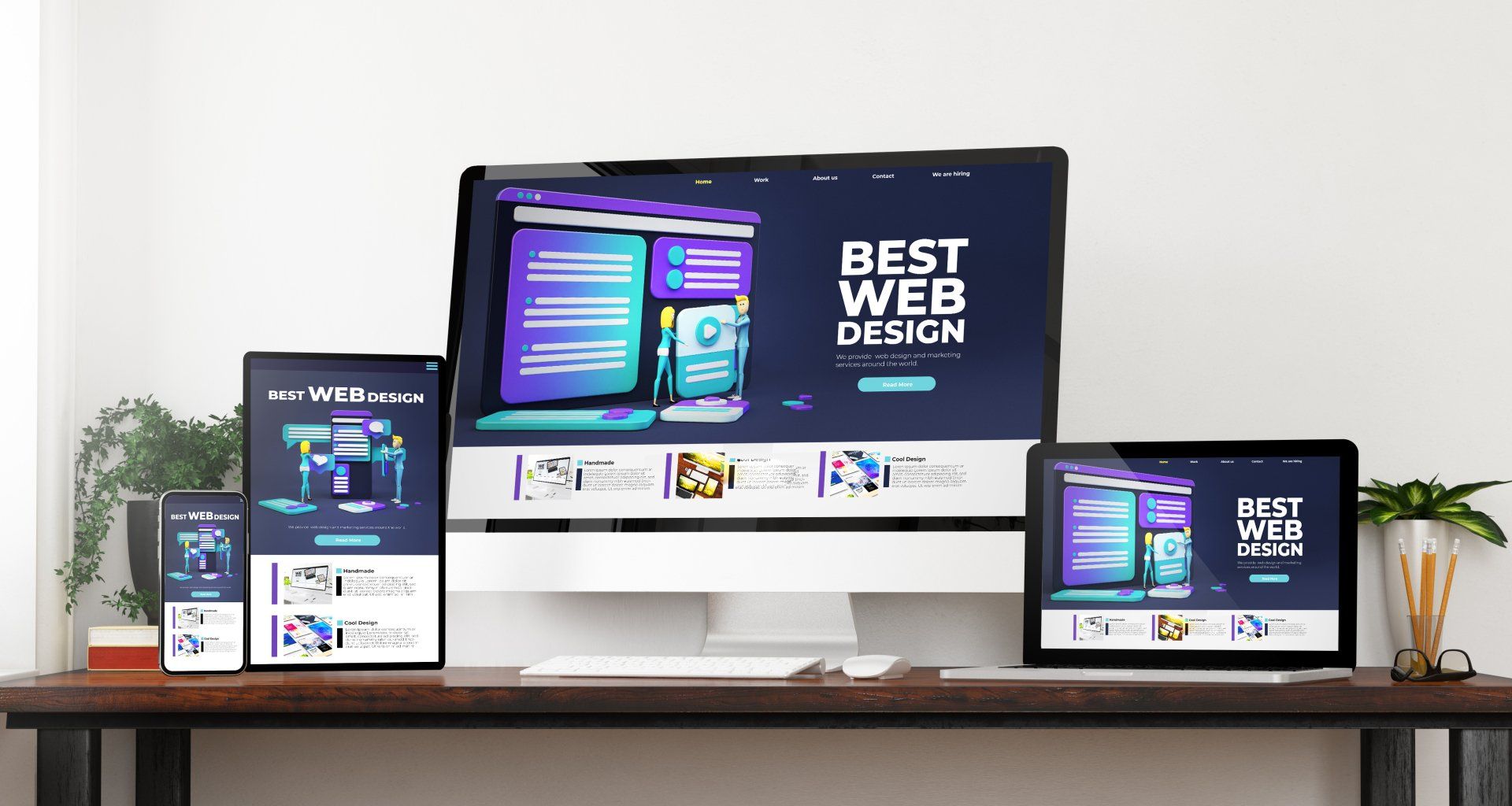 A computer monitor with the words best web design on it