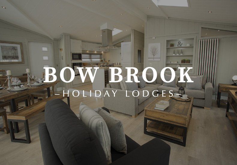 A bow brook holiday lodges advertisement with a living room