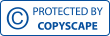 A blue and white sign that says protected by copyscape