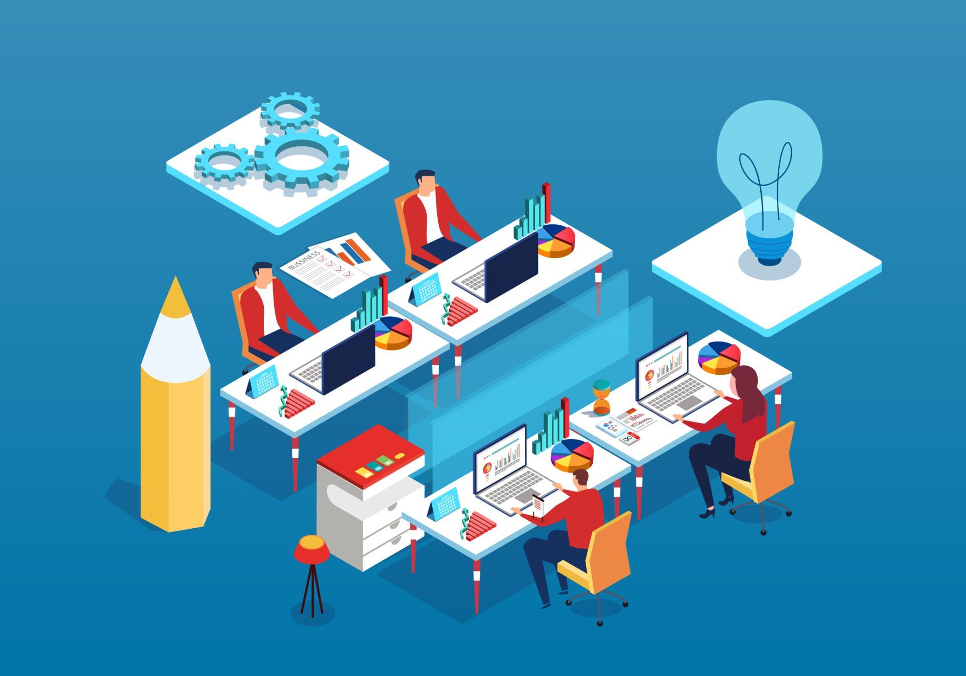 Illustration of Web Designers working at their desks
