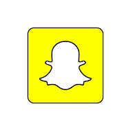 A yellow square with a white snapchat logo on it.